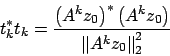 \begin{displaymath}y_k^* y_{k+1} \simeq {\vert {\alpha}_1 \vert}^2 {\vert {\lamb...
...}^{2k} {\lambda}_1 {\Vert x \Vert}_2^2
= {\lambda}_1 y_k^* y_k\end{displaymath}