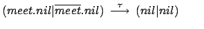 $ (meet.nil\vert\overline{meet}.nil) \: \stackrel{\tau}{\longrightarrow}
\: (nil\vert nil) \qquad$