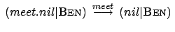 $ \:
(meet.nil\vert\textsc{Ben})\: \stackrel{meet}{\longrightarrow} \:
(nil\vert\textsc{Ben})\:$