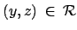$ (y,z) \: \in \: \mathcal{R}$