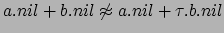 $\displaystyle a.nil+b.nil \not\approx a.nil+\tau.b.nil$