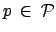 $ p \: \in \: \mathcal{P}$
