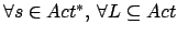 $ \forall s \in Act^{*}, \: \forall L
\subseteq Act$